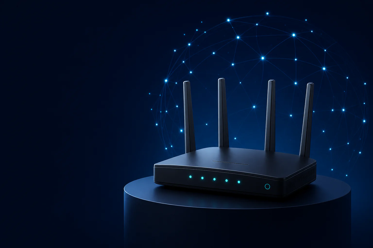 Modern wireless router with four antennas
